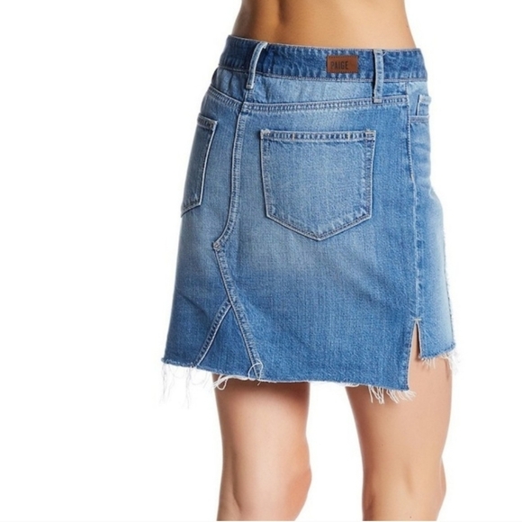PAIGE Chiara Fray Hem Blue Denim Skirt Size 29 - Picture 3 of 11